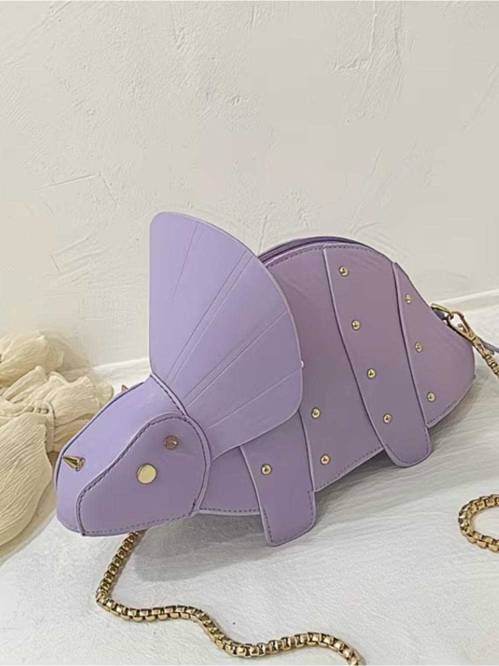 Lavender Triceratops Novelty Crossbody Bag